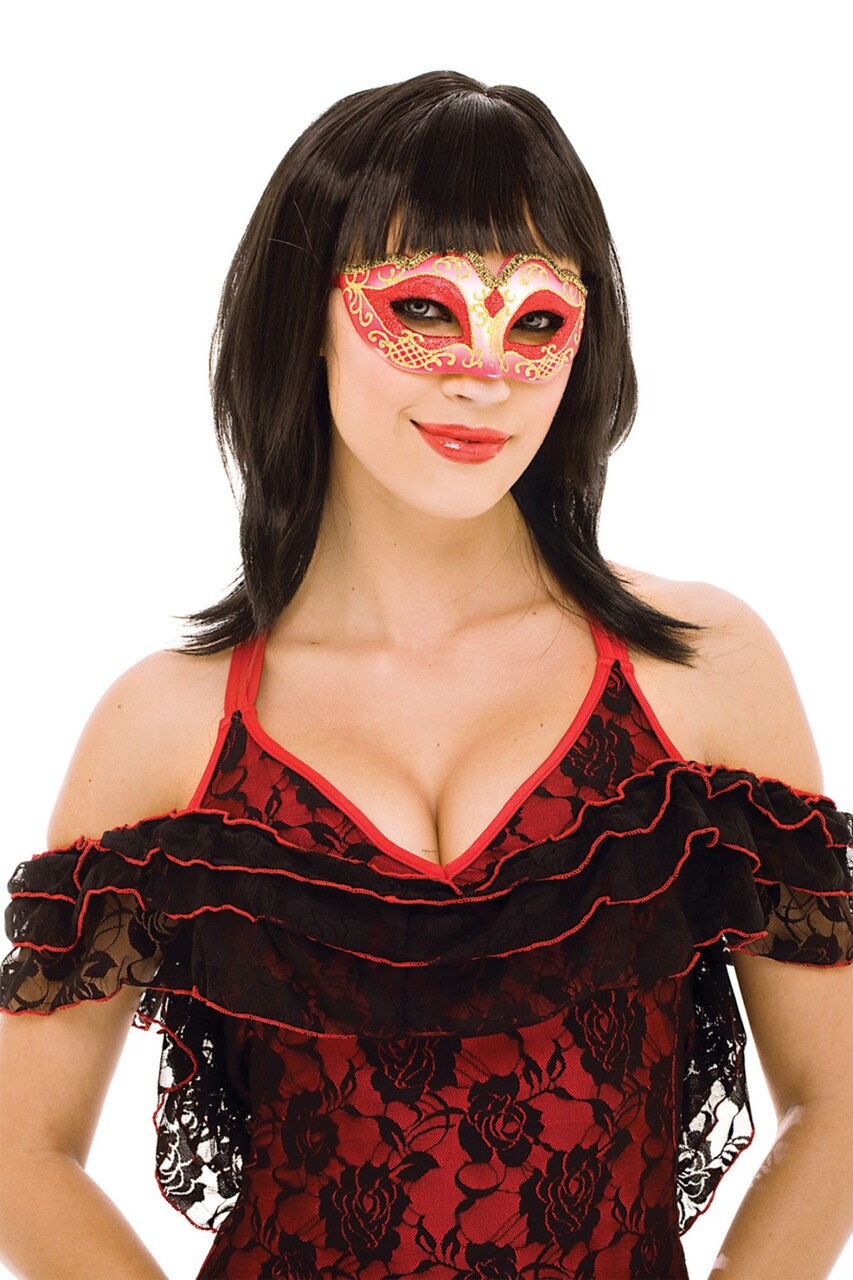The Costume Center Red and Gold Masquerade Women Adult Halloween Mask Costume Accessory - One Size